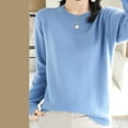 thumbnail image 5 of TANGNADE Women Outerwear Sweatshirt Light Sweaters for Women Long Sleeve Crew Neck Lightweight Soft Knitted Pullover Knitted Blouse Solid Color Womens Sweater Sky Blue XL, 5 of 5