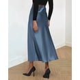 thumbnail image 3 of BTFBM Womens Spring Summer Long Satin Skirt Silk Elegant High Waist Cocktail Party Wedding Flowy A-Line Midi Skirts, 3 of 8