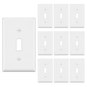 [10 Pack] BESTTEN 1-Gang Toggle Wall Plate, Standard Size, Unbreakable Polycarbonate Toggle Switch Cover, UL Listed, White