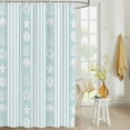 thumbnail image 4 of Fabric Shower Curtain, Summer Starfish Seashell Coral Light Blue and White Striped Shower Curtains with 12 Hooks Waterproof Machine Washable Bath Curtains for Bathroom, 72 x 96in, 4 of 6