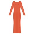 thumbnail image 5 of IDALL Maxi Dresses,Casual Dresses Women's Square Neck Long Sleeve Maxi Dress Soft Ribbed Bodycon Dresses For Women Long Sleeve Dress,Long Dresses,Bodycon Dresses Orange Dress 2XL, 5 of 5