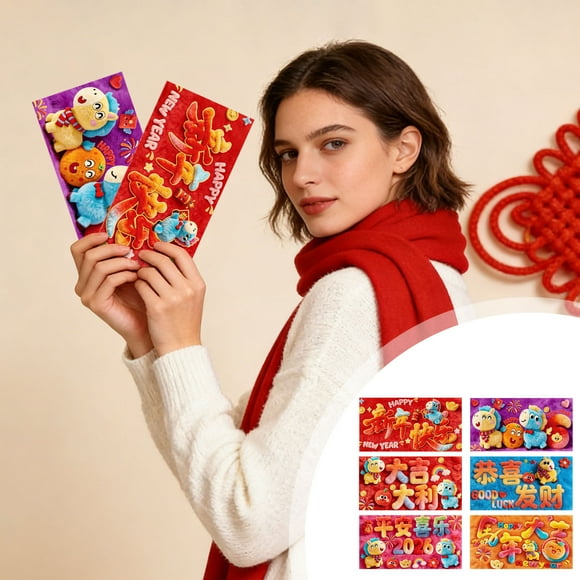 GFHFHITJ Red Packet 2026 Year Of Red Thickened Three-dimensional Red Bag Year's Spring Festival Red Envelopes