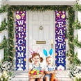 thumbnail image 2 of Happy Easter Bunny Porch Banner Sign 2 Pieces, Cute Bunny and Eggs Door Banner for Spring Porch Wall Front Door Decor, Outside Yard Garden Party Supplies 70.87x11. Inch, 2 of 6