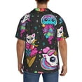 thumbnail image 3 of Susaid Cat Icecream Print Men's Polo Shirts Button Down Short Sleeve Casual Summer Beach Vintage Shirts for Men-Large, 3 of 5