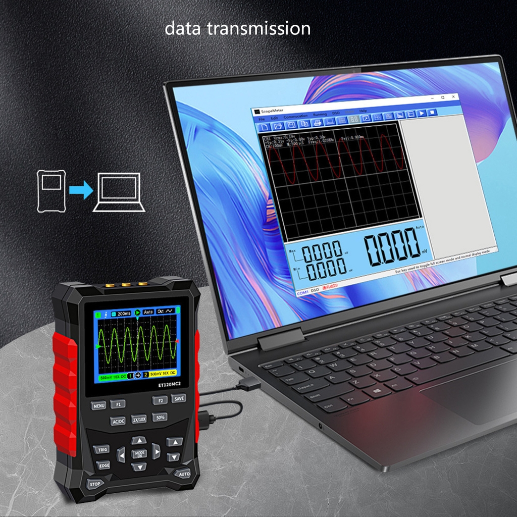 Zeiwohndc Oscilloscope with 2 Channel Waveforms Storage 120M Bandwidth 2.4inch Display