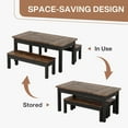 thumbnail image 6 of Tribesigns Dining Table Set for 4-6, 3 Pieces Wood Kitchen Table with 2 Benches, 55-Inch Farmhouse Rectangular Dinner Room Table (Brown&Black), 6 of 17