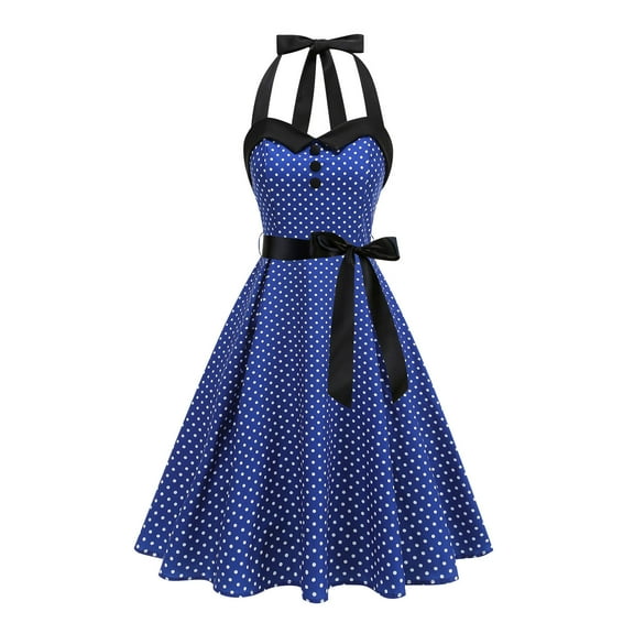 Cavosen Fall Wedding Guest Dress Crew Neck Sleeveless Midi Evening Gowns Polka Dot Ball Dress Elegant Vintage Wedding Guest Cocktail Party Dress