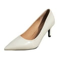 thumbnail image 5 of Womens Stiletto High Heels Dress Shoes Formal Pointed Toe Leather Dressy Pumps for Work Business Office White, 5 of 6