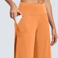 thumbnail image 4 of ShomPort Wide Leg Capris For Women Elastic Waist Capri Sweatpants With Pocket Split Hem Lightweight Casual Work Cropped Trousers, 4 of 7