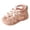 Pink, variant on Ymyiu Baby Girl Summer Shoes Girl's Bow Slip On Sandals Square Open Toe Flat Sandals for Outdoors Size 1 (Black,Big Kids 1)