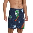 thumbnail image 2 of Fuzoiu Dinosaur Astronaut Space Surfing Print Pajama Shorts for Men, Men's Pajama Bottoms,Mens Lounge Sleepwear,Pajama Pants with Pocket-Medium, 2 of 6