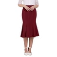 thumbnail image 1 of Falda de pez elegante para mujer Inspire Chic, con cintura alta y cinturón, falda midi de trabajo, talla 2XL, roja, 1 of 5