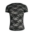 thumbnail image 5 of Xmyrz Casual Tops For Women Backless Crop Lace Transparent Short Sleeve Lightweight Breathable Outdoor Blouses Casual Blouse, 5 of 6