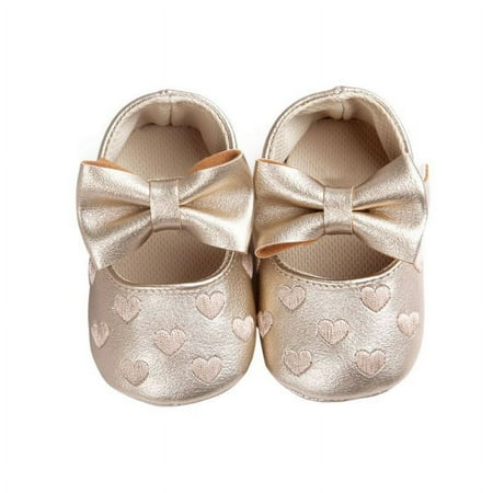 

JEFFENLY All Seasons Baby Shoes Toddler Kids Baby Bowknot Leater Shoes Anti-slip Soft Sole First Walker