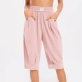 thumbnail image 4 of SHE IS Womens Baggy Harem Capri Pants Wide Leg Lounge Elastic Waist Sweatpants Casual Beach Trousers with Pockets, 4 of 6