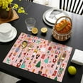 thumbnail image 3 of Pink Christmas Nutcracker Pattern Summer Placemats Table Placemats Set Of 6-Linen Kitchen Washable Placemats Table Mats 11.8"x17.7" Non-Slip Heat Resistant, 3 of 5