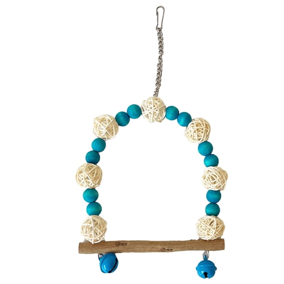 Living Swinging Trapeze,Wood Swinging Trapeze with Two Bells Bird Bird Swing Bird Bird Toys Ladder Wood Bridge Swing Hanging Colored Bird Cage Hammock Swing Toy for Bird
