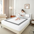 thumbnail image 4 of jejeloiu Modern Abstract Geometric Twin Sheet Sets,Minimalism Square Box Twin Fitted Sheet,Black White Flat Sheet For Men Women,Super Cozy Room Decor,3pcs, 4 of 7