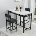 thumbnail image 6 of 3 Piece Dining Table Set,Kitchen Table Set 2,Bar Dining Table Set with 2 Upholstered Chairs for Small Spaces, Apartment,Pub,Black, 6 of 7