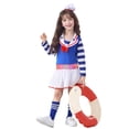 thumbnail image 6 of CAIVO Child Outfit Sets Sailor Girl Cute Dress With Hat For Kids Party Dress Up And Theme Park Photo Soft Clothes Sets, 6 of 7