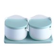 thumbnail image 1 of 2 Pcs Boîte à Épices Ronde Réversible Pot à Épices de Cuisine Récipient en Plastique avec Cuillère, Vert, 1 of 7