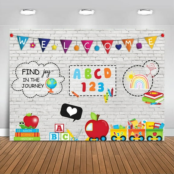 Welcome Back to School Theme 7x5FT Backdrop Wall ABC Letters Numbers Party Decoration Find Joy in The Journey Background for Students Teachers Party Supplies