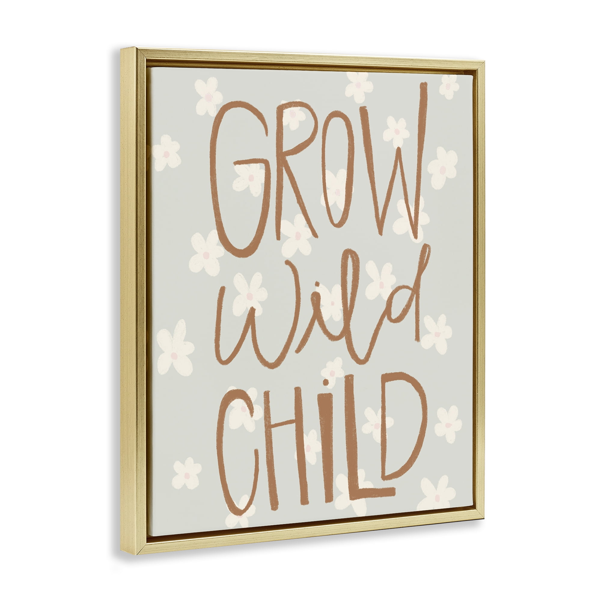 Grow Wild Child Flowers Gold Framed Floater Canvas Wall Art, design by Katie Griggs