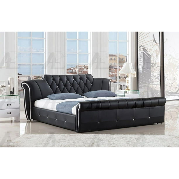 The flash furniture brighton tufted upholstered king size platform bed is made entirely of wood with some nails trims and buttons for the soft panel headboard. black pu eastern king size tufted headboard platform bed american eagle b d032
