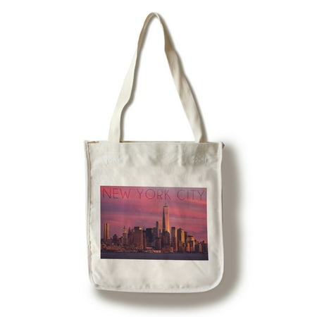 New York City, New York - Pink Skyline - Lantern Press Photography (100% Cotton Tote Bag -