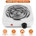 thumbnail image 2 of Countertop Single Coiled Burner 1000W Electric Hot Plate 5 Temperature Control Kitchen Cooker Stove with Non Slip Rubber Feet Easy to Clean White, 2 of 12