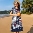 thumbnail image 4 of Fotbe Mallard Duck With American Flag Pattern Dress Casual Womens Fashion Short Sleeve Maxi Dress T Shirt Dress Striped Long Color Block Maxi Dress, 4 of 6