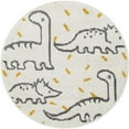 thumbnail image 2 of Unique Loom Whimsy Kids Collection Area Rug - Dinosaur (2' 2" Round Ivory/Yellow), 2 of 9
