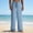 Light Blue, variant on Dxzfnsa Trousers for Men Summer Mens Casual Solid Color Linen Cotton Pants Loose Fit Lightweight Elastic Waist Drawstring Beach Trousers
