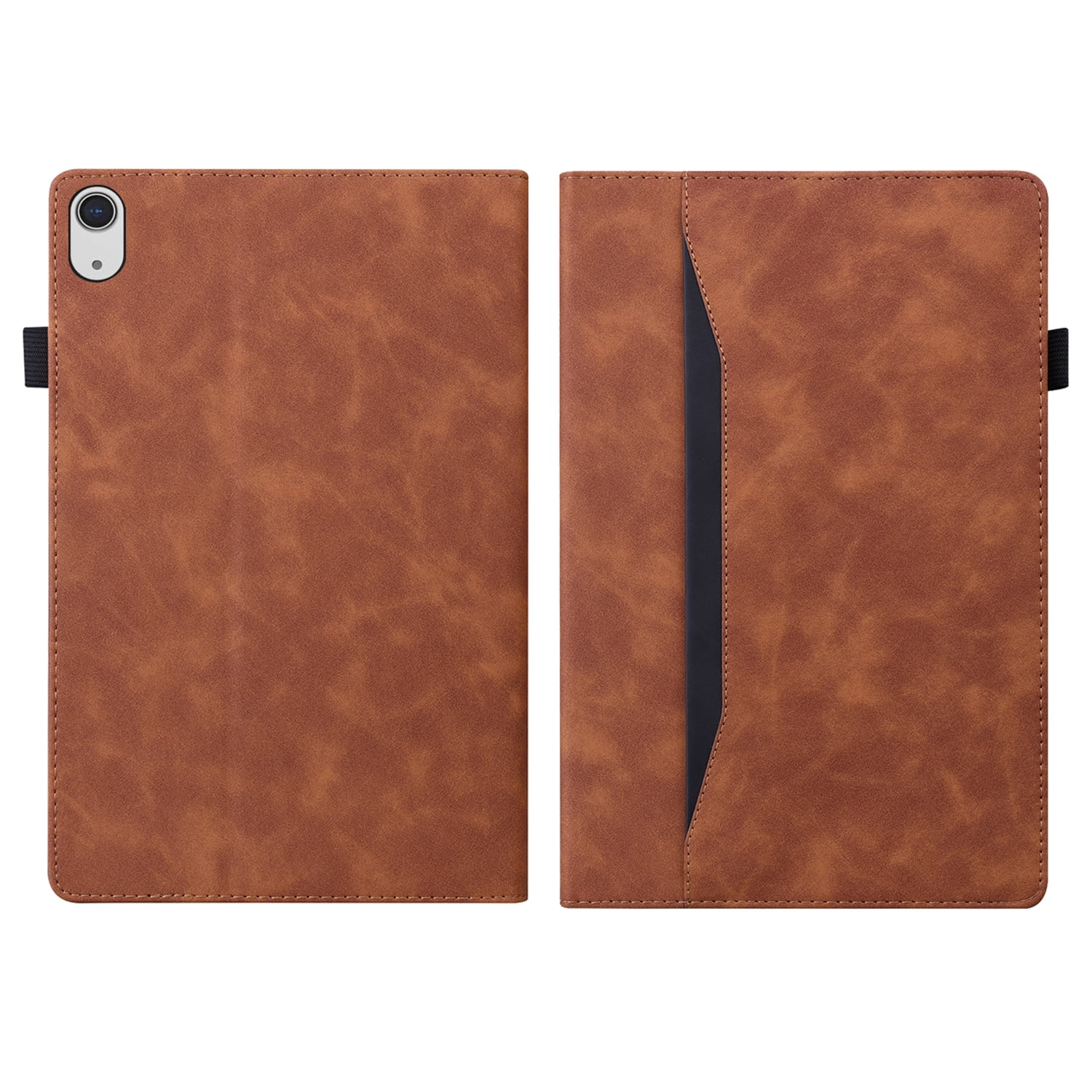 Case for iPad 10th Generation 10.9 Inch 2022, TECH CIRCLE Slim Premium PU Leather Folding Multi-Angle Stand Cover with Front Pocket & Pencil Holder Cover for Apple iPad 10.9 Inch 2022, Brown