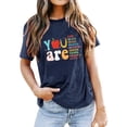 thumbnail image 2 of Trendfront Womens Summer Crew Neck Short Sleeve Tops School Theme Graphic Pattern Print Tees Casual Everyday Apparel T-Shirts, 2 of 4