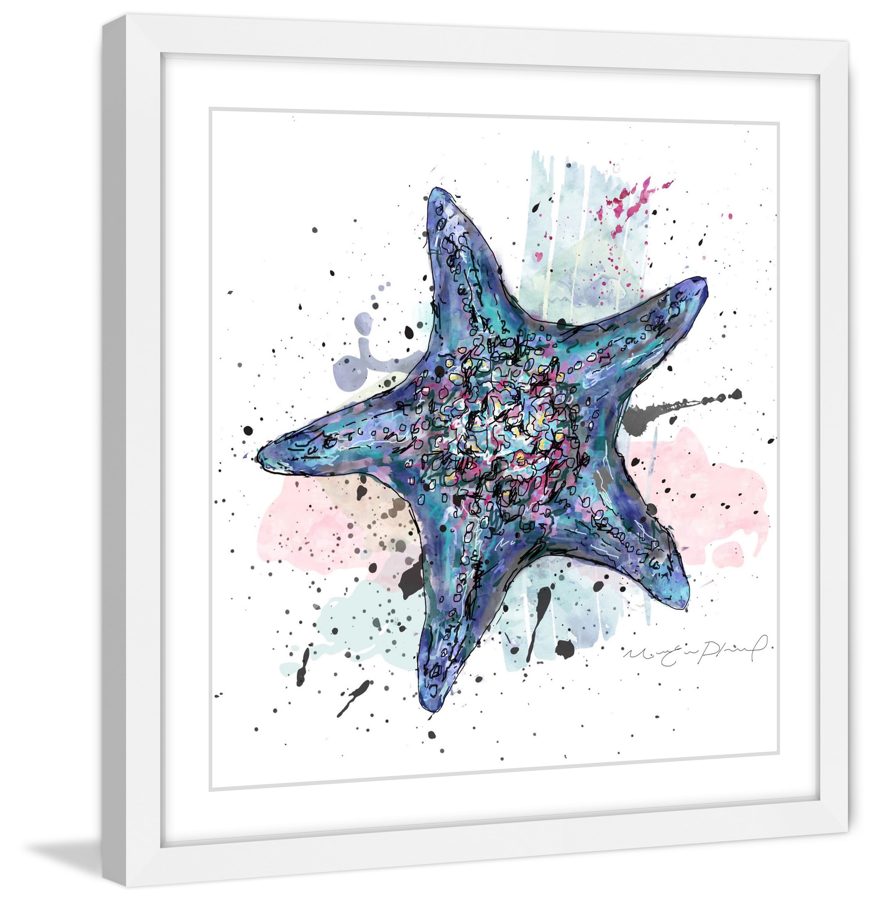 "Etoile De Bleue" Framed Painting Art Print, 12" x 1.5"