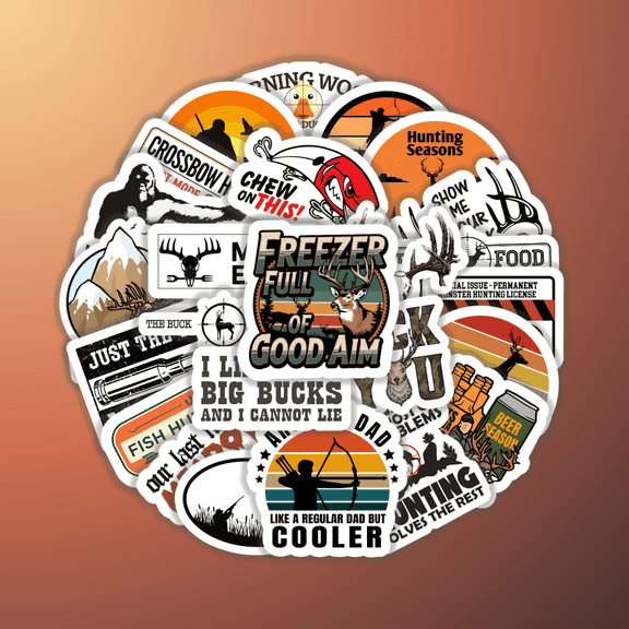 25pcs Hunting Fishing Stickers Outdoor Lifestyle Funny Creative Design for Journals Laptops Phones Trendy Decorations