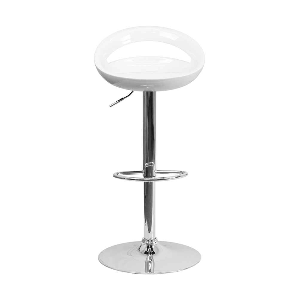 Adjustable Height Stool with Low Back,Swivel Seat Plastic Barstools with Footrest,Kitchen Bar Stools Counter Height Dining Chairs with Chrome Base for Indoor Outdoor Home Kitchen Dinning Room,White - image 4 of 4