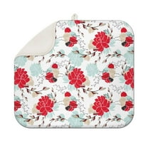 Pioneer Flower Floral Print Pattern Dish Drying Mat for Kitchen 1 Pack, Ultra Absorbent Microfiber Dishes Drainer Mats,16"x18"