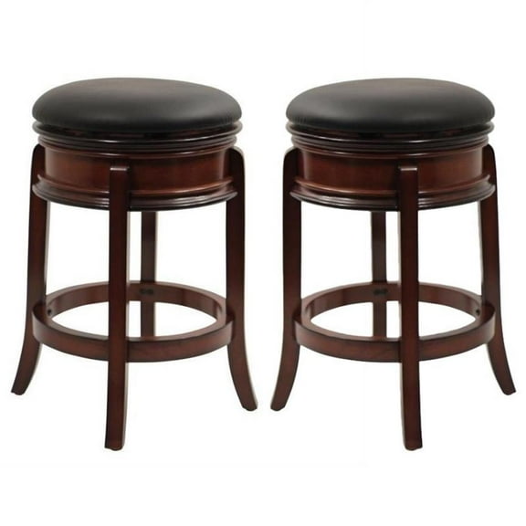 Home Square Magellan 24" Swivel Counter Stool in Brandy - Set of 2
