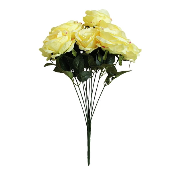 Artificial ramo de rosas simulación floral decoración hogar oficina mesa centro de mesa falso rosa, amarillo Methold HA7033-07B