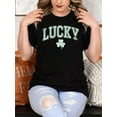 thumbnail image 2 of Retro Cute Lucky St Patricks Day Womens Shamrock Graphic Tee for Woman With Short Sleeves, 2 of 5