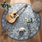 Softlife Oriental Traditional Area Rug for Living Room Durable Washable Persian Carpet Non Slip Boho Rugs for Bedroom,4'x4', Blue