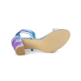 thumbnail image 5 of BLISSFUL STEP Women's Sandals Tie Dye Strappy Block Heels Lace up Sandals Cyan 6, 5 of 7