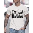 thumbnail image 1 of Polyester Slight Stretch Crew Neck Fishing Theme Casual T-Shirt with Rodfather Print for Men - Summer Wear, 1 of 5