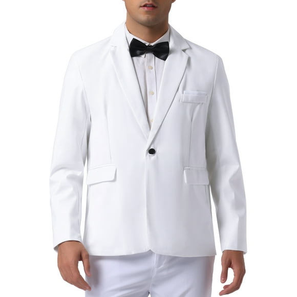 Blazer formal de hombre Inspire Chic, corte regular, con solapa de muesca, de un solo pecho, talla 2XL, color blanco