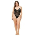 thumbnail image 5 of Women Floral Embroidery See Through Comfortable Bodysuit Plus Size, 5 of 5