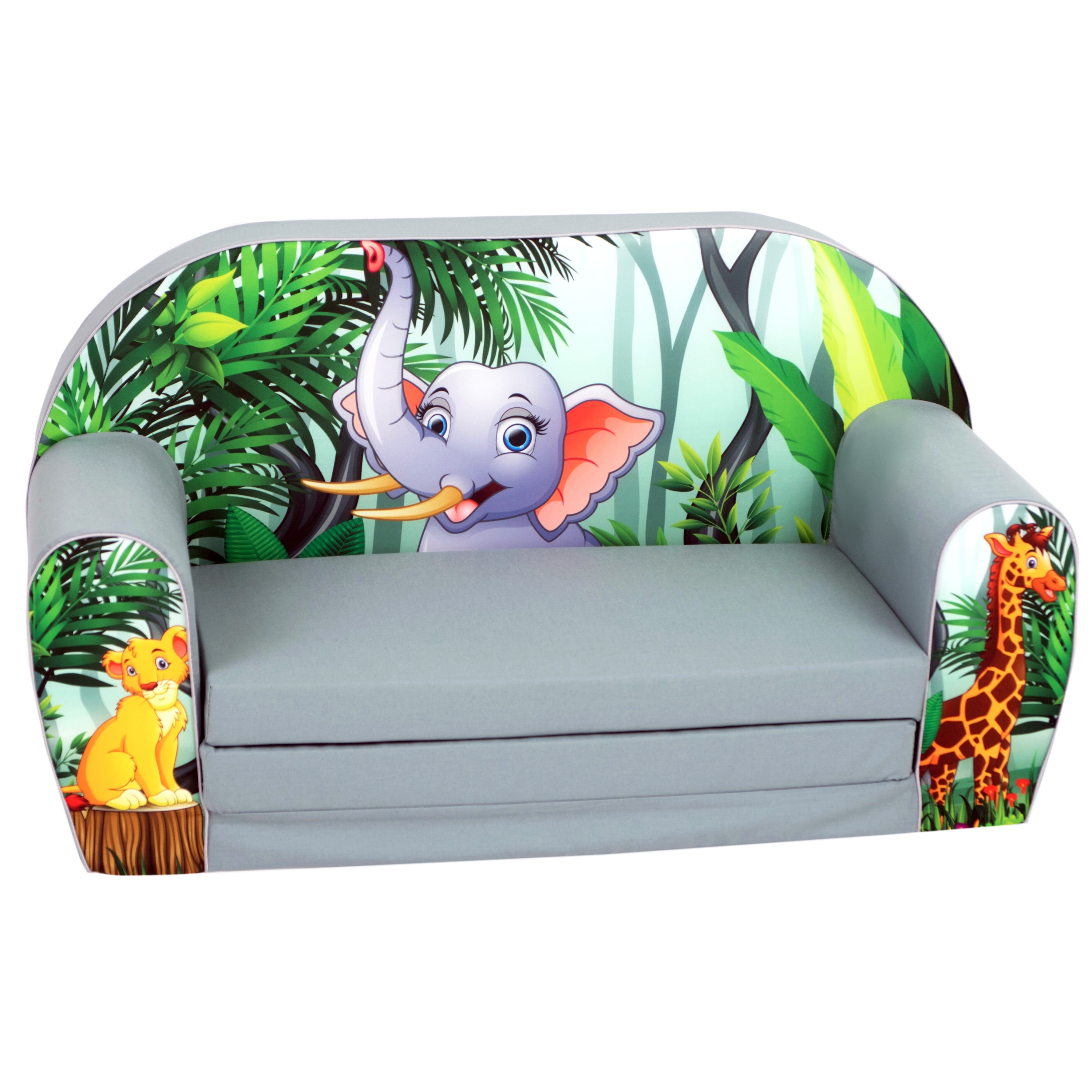 DELSIT Toddler Couch & Kids Sofa European Made Children's 2 in 1 Flip Open Foam Double Sofa