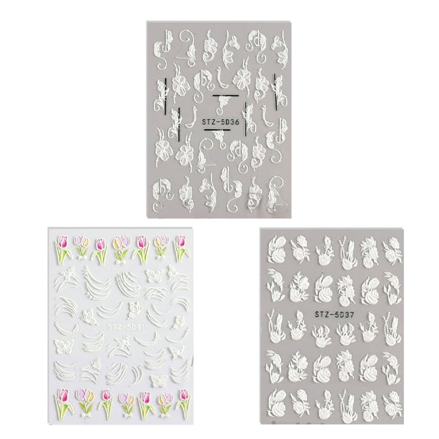 Pegatinas 5D para decoración de uñas, calcomanías en relieve para uñas, suministros para manicura DIY, decoraciones para uñas para mujeres
