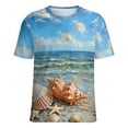 thumbnail image 5 of Beach Seashell Starfish Women's Short Sleeve Tops Casual Blouses T Shirt, 5 of 6
